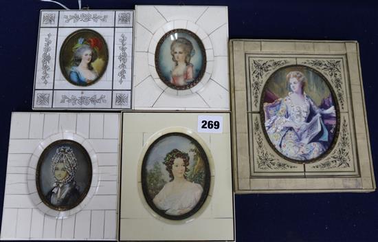 Five assorted portrait miniatures